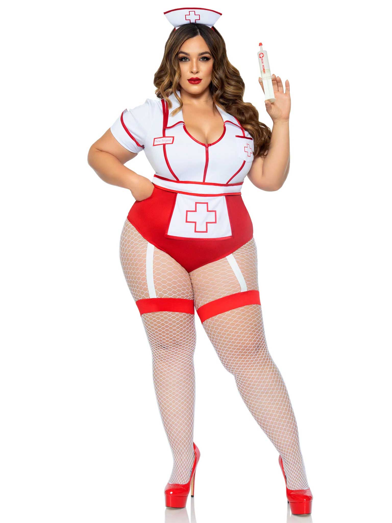 "Plus Nurse Feelgood Sexy Costume - 3x/4x - White / Red LA-87086XWH3X4"