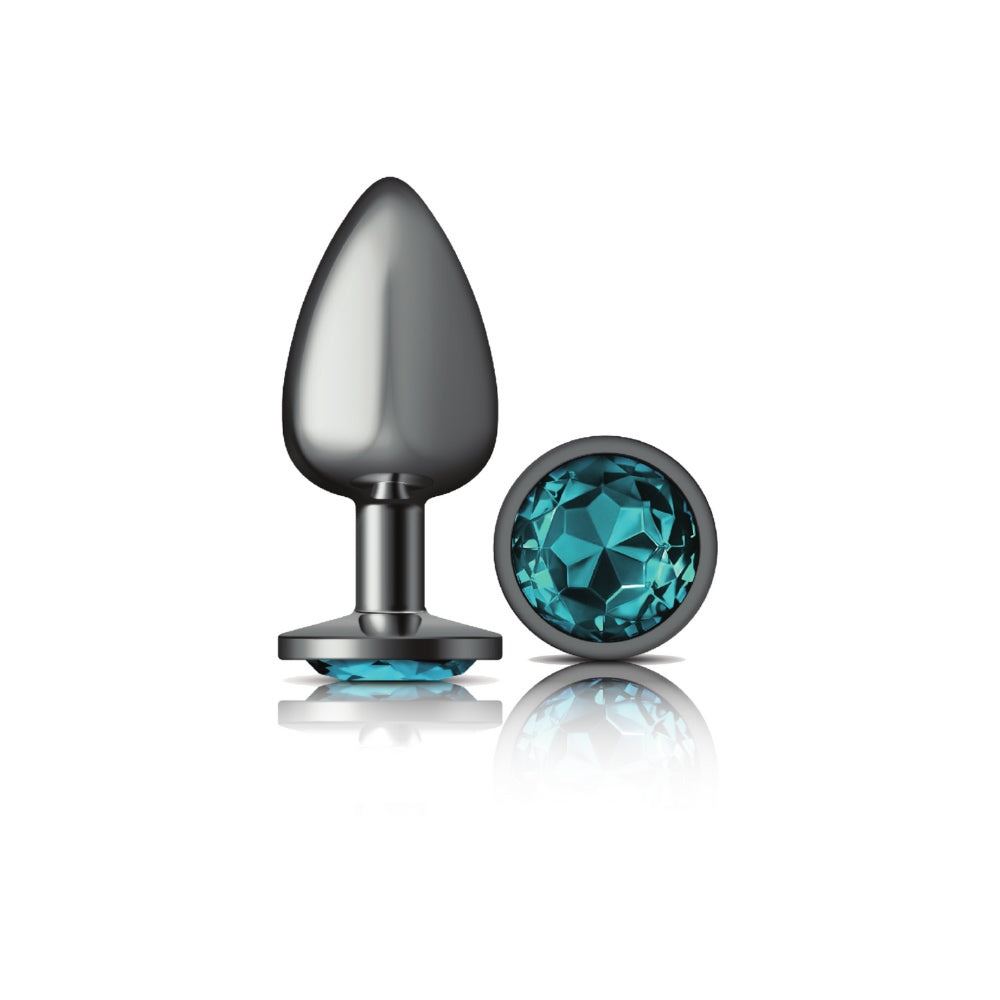 "Teal Round Gem Gunmetal Metal Plug - Lg VB-CC9122"