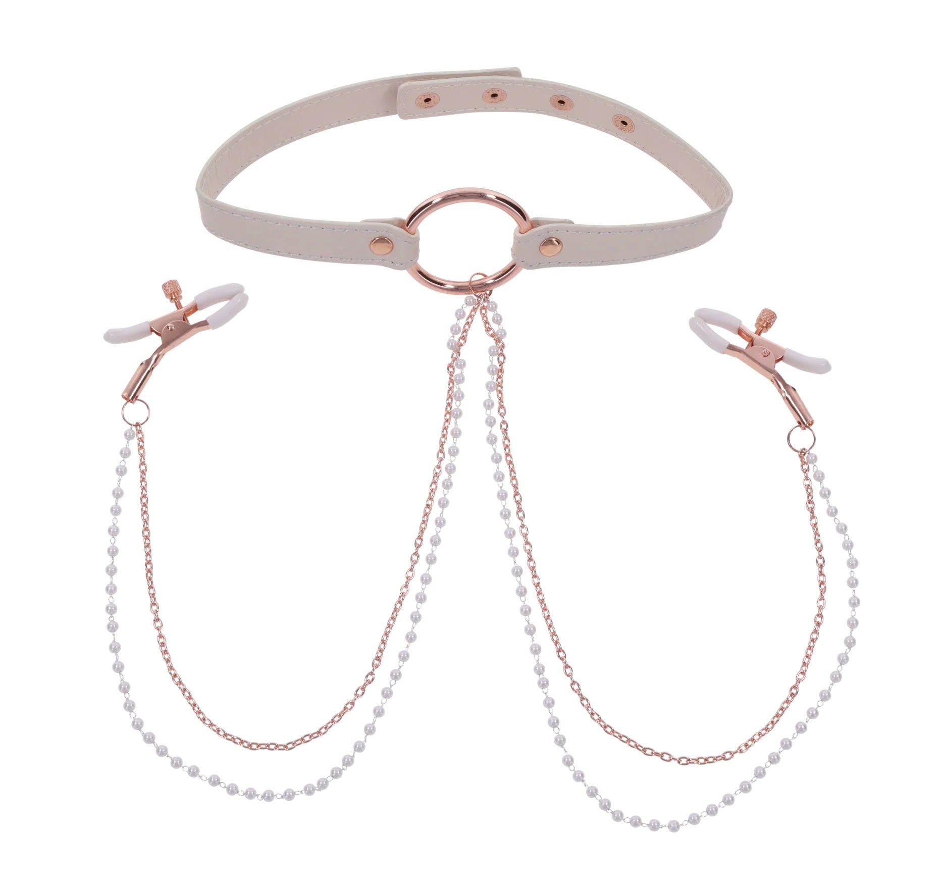 "Peaches N Creame Collar With Nipple Clamps - Pink SS09963"